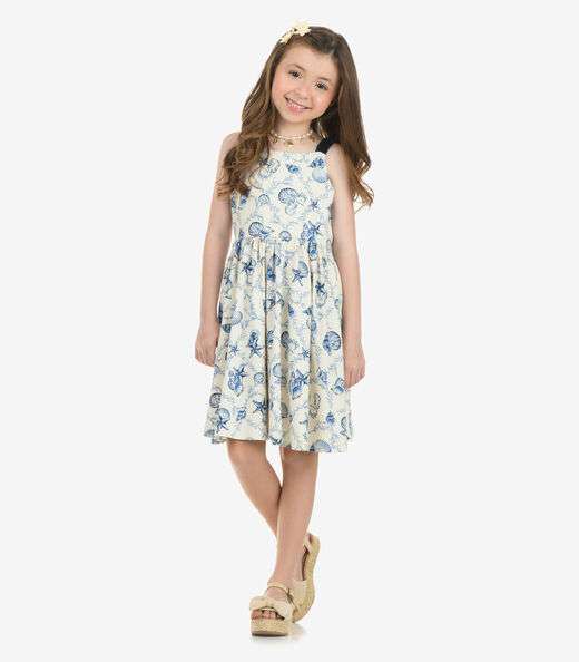 Vestido Visco Maquineta Menina Rovi Kids Bege