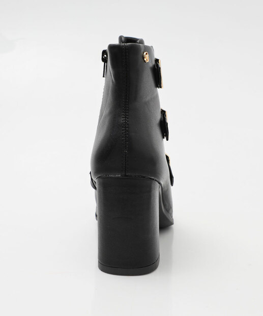 Bota Feminina Cano Curto Fivela Via Uno 954002 Preto