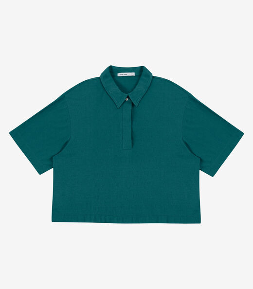 Camisa Polo Feminina Em Visco Maquinetada Endless Verde