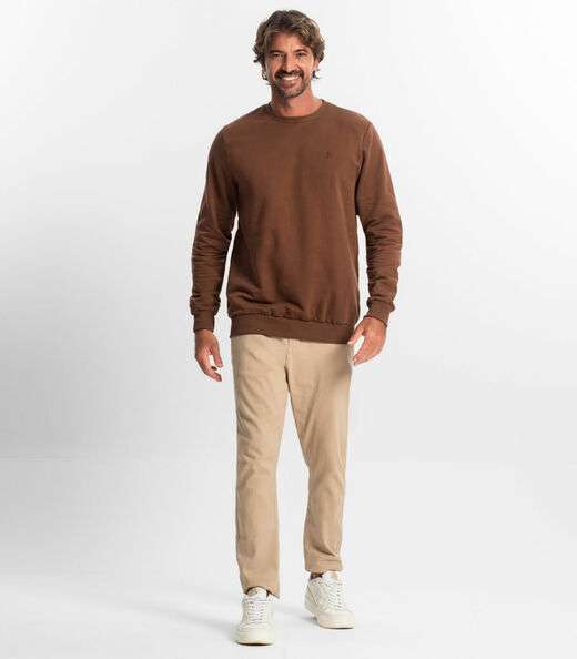 Blusão Masculino Plus Size Moletom Básico Diametro Marrom