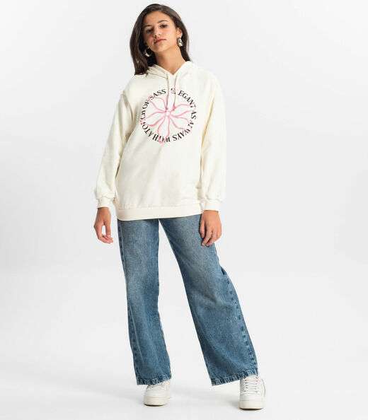 Moletom Juvenil Feminino Com Capuz Minty Bege