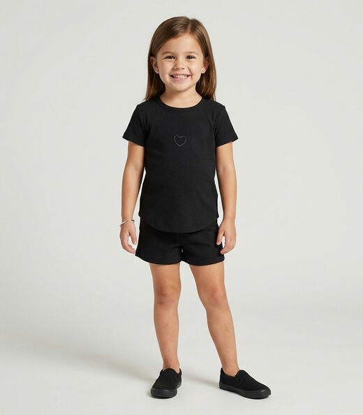 Conjunto Infantil Menina Blusa e Short Select Preto