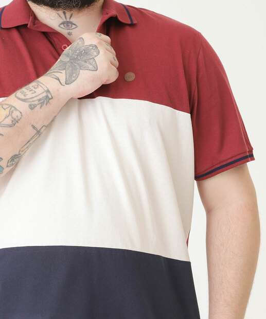 Polo Masculina Plus Size Recortes MR
