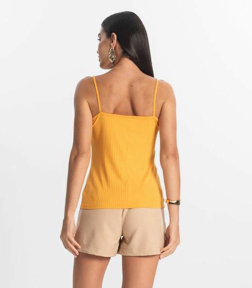 Blusa De Alça Feminina Ribana Canelada Rovitex Amarelo