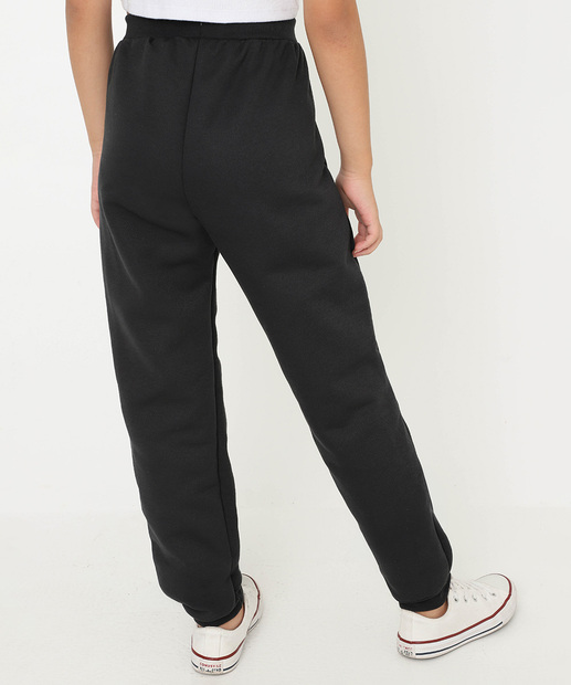 Calça Juvenil Moletom Estampada Marisa Tam 10 a 16 Preto