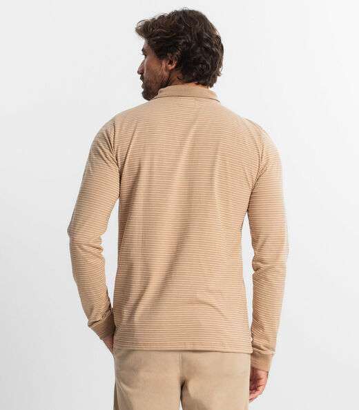 Camisa Polo Manga Longa Maquinetada Diametro Marrom