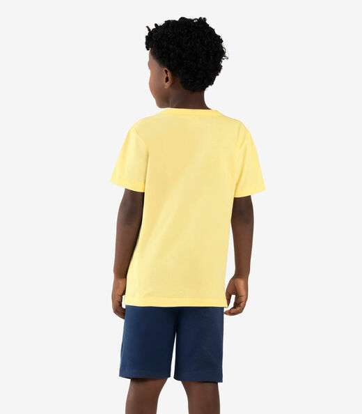 Conjunto Infantil Camiseta Com Bermuda Rovi kids Amarelo