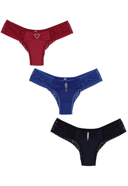 Kit 3 Calcinhas Jóia Plus Size Microfibra Concept Lingerie Multicolorido