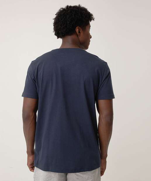 Camiseta Masculina Estampa Frontal Marisa Azul