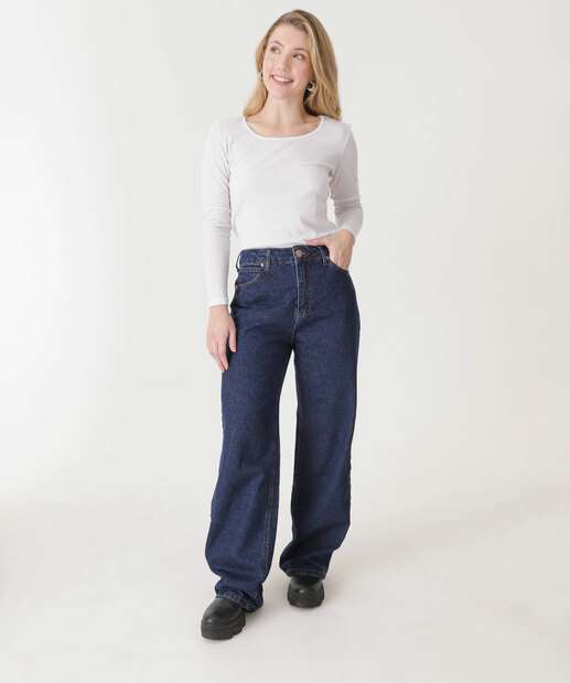 Image_Calça Jeans Wide Leg Bolsos Feminina 