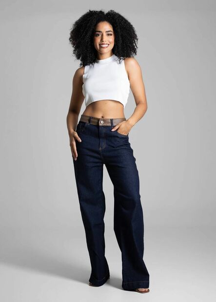 Calça Jeans Sawary Wide Leg Petit - 282668
