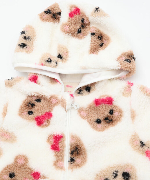 Jaqueta infantil Sherpa Ursinhos Capuz Marisa Tam 1 a 3 Bege