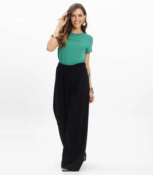 Calça Feminina Pantalona Lisa Select Preto