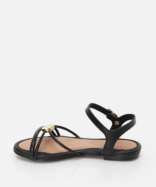 Sandália Infantil Tiras Pingente Molekinha Preto