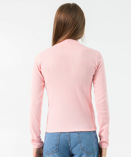 Blusa Juvenil Canelada Gola Média Marisa Tam 10 a 16 Rosa