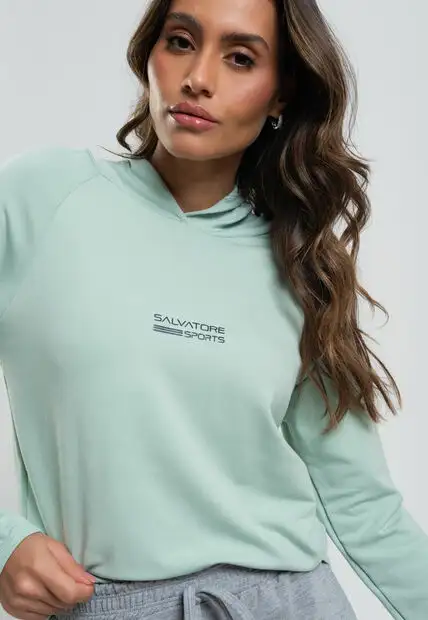 Casaco Esportivo Com Capuz Moletinho Verde Claro Salvatore Fashion