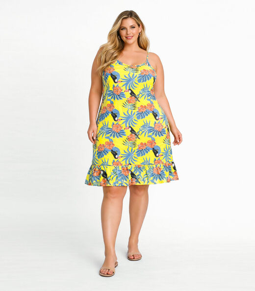 Image_Vestido Curto Feminino Estampado Plus Size Select Amarelo