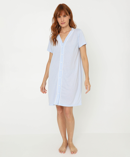 Camisola Viés Manga Curta Marisa Azul