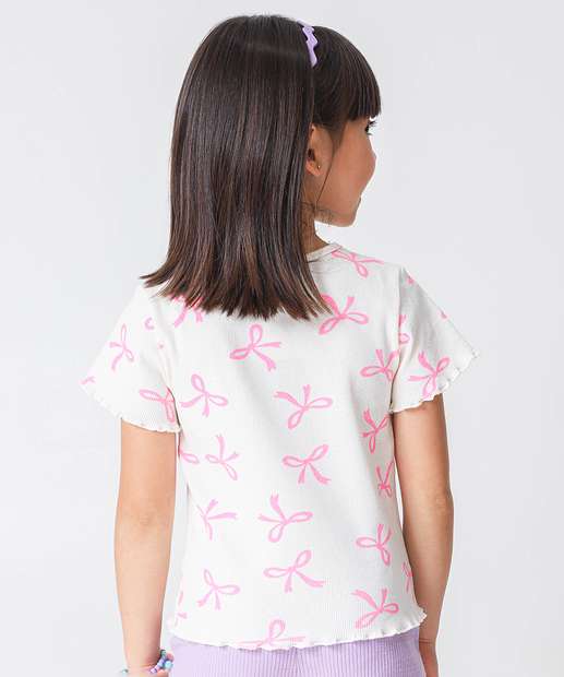 Blusa Infantil Canelada Laços Marisa Tam 4 a 10 Off White