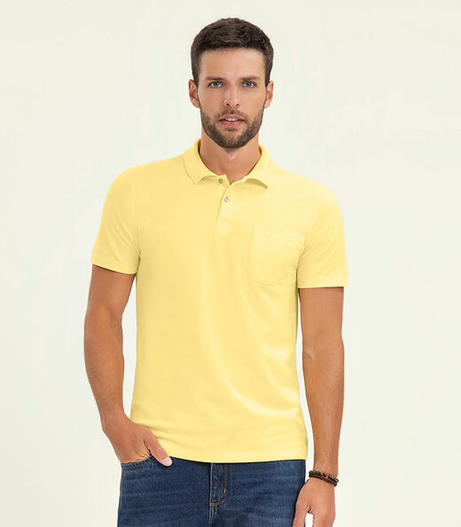 Polo Masculina Pique Diametro Amarelo