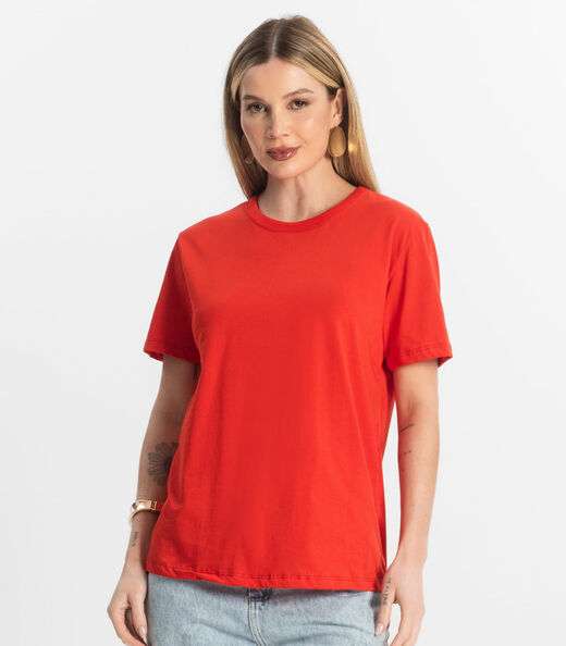 Blusa Básica Feminina Meia Malha Rovitex Laranja