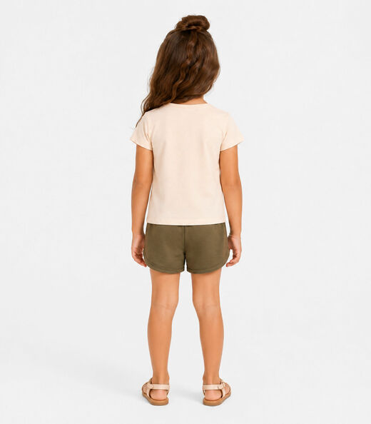Conjunto Menina Short e Blusa Estampada Select Bege