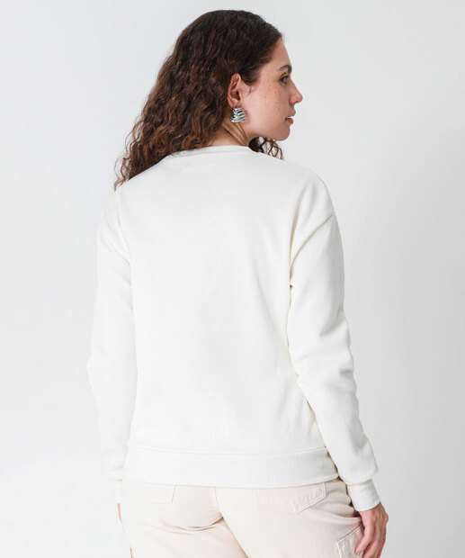 Blusão Feminino Moletom Flanelado Marisa Off White