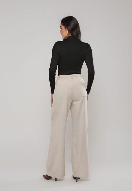 Blusa de Tricot Canelado Gola Alta Preto Salvatore