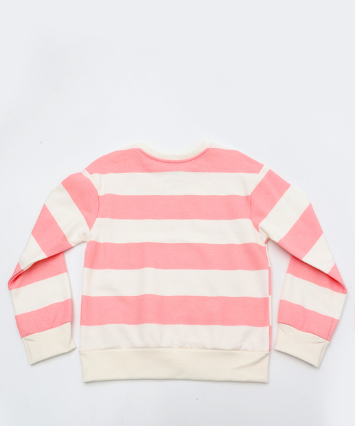 Blusão Infantil Moletinho Stitch Listrada Tam 4 a 10 Off White