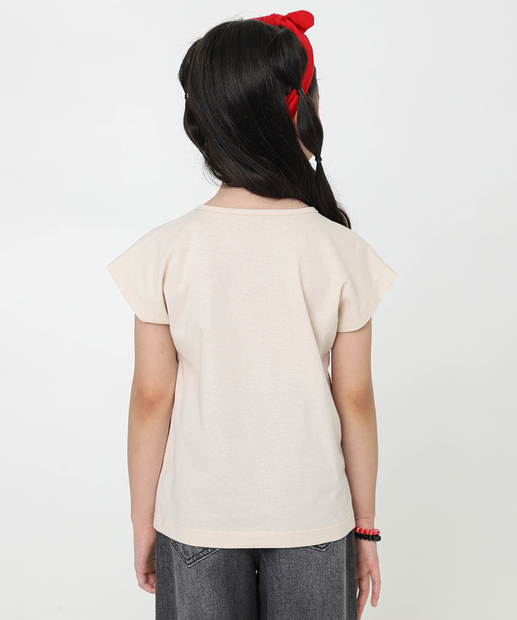 Blusa Infantil Estampa Minnie Tam 4 a 10 Bege