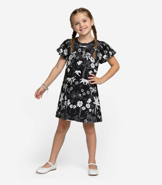 Image_Vestido Infantil Feminino Estampado Select Preto