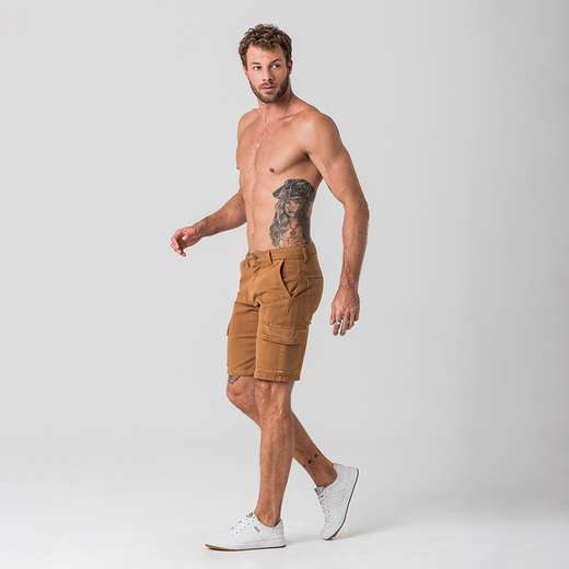 Bermuda Cargo Caramelo Sarja Masculina Rock e Soda