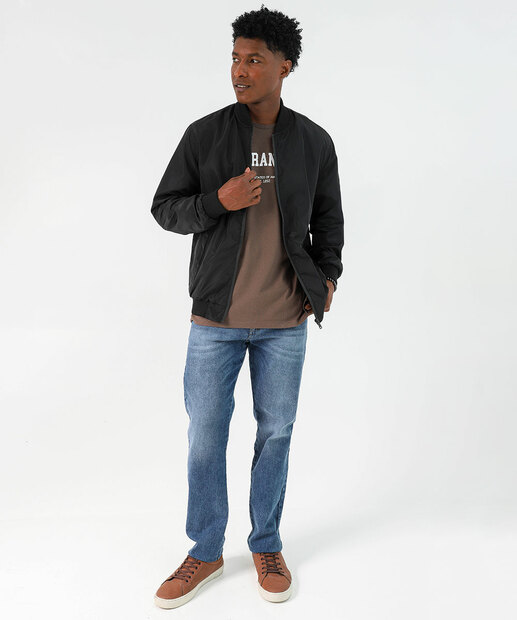 Jaqueta Masculina Bomber Preta com Zíper Marisa