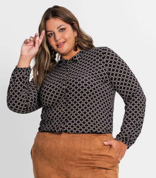Blusa Feminina Plus Size Secret Glam Preto