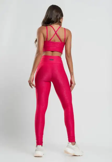 Top Suplex Canelado Brilho Decote e Tiras Rosa Salvatore Fashion
