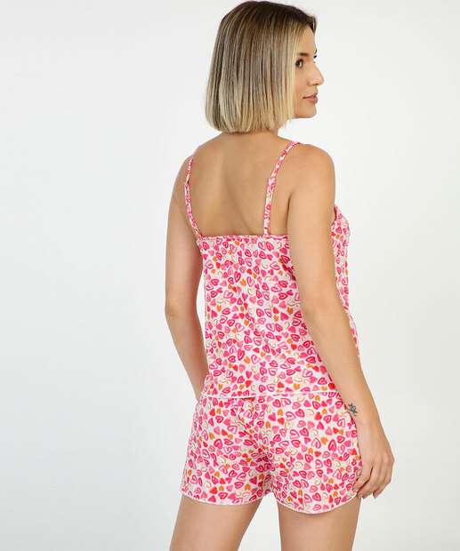 Pijama Feminino Liganete Coração Alças Finas Marisa
