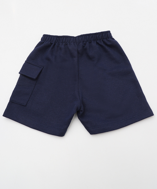 Bermuda Infantil Moletom Cargo MR Tam 1 a 3 Azul