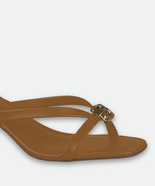 Tamanco Feminino Salto Grosso Tiras Renata Mello Marrom