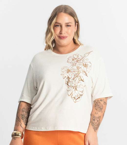 Blusa Feminina Manga Curta Secret Glam Bege