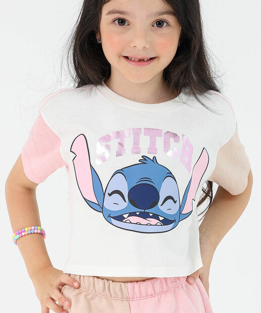 Conjunto Infantil Stitch Tam 04 a 10 Rosa