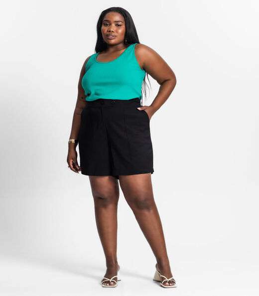 Regata Plus Size Em Ribana Canelada Secret Glam Verde