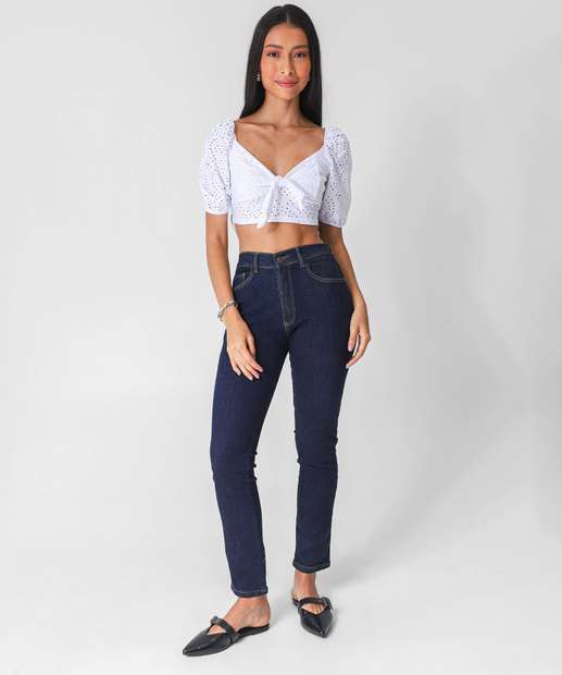 Blusa Cropped Feminina Laise Laço Marisa Branco