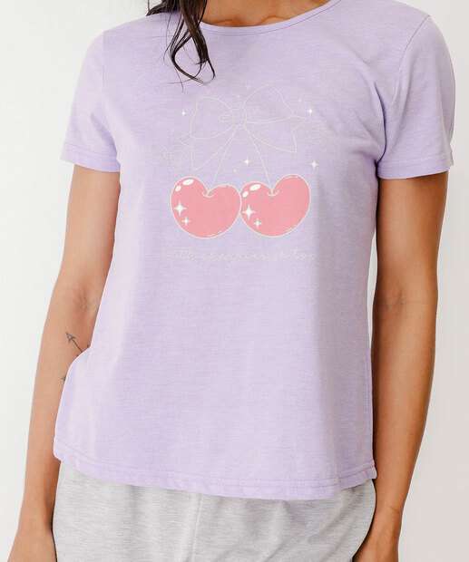 Pijama Feminino Estampado Marisa Roxo