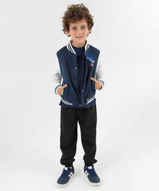 Jaqueta Infantil Bomber Moletom Sonic Tam 4 a 10 Azul
