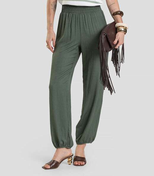 Calça Feminina Aladim em Tecido Viscose Dianna Verde