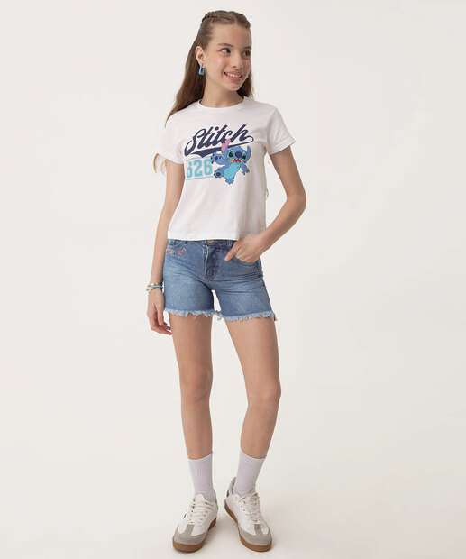 Image_Short Juvenil Jeans Bordado Barra Desfiada Tam 10 a 16