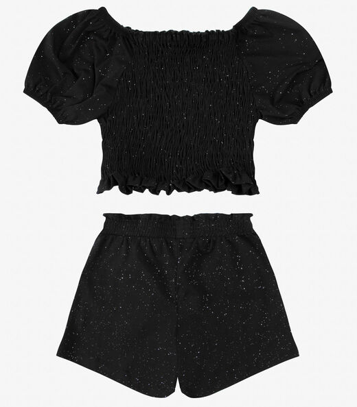 Conjunto Blusa com Shorts cotton glitterTrick Nick Preto