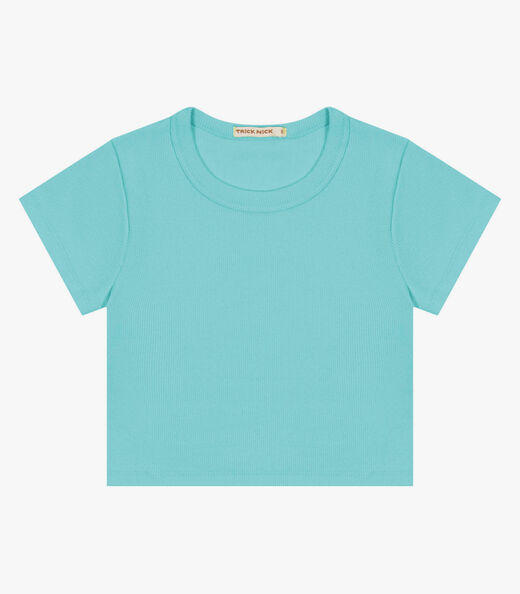 Blusa Cropped Infantil Ribana Canelada Trick Nick Azul