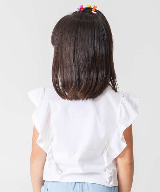 Blusa Infantil Laços Babado Marisa Tam 4 a 10 Off White