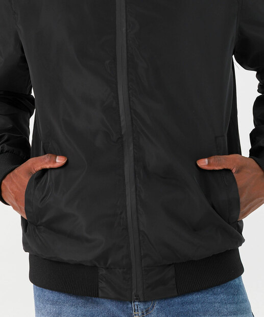 Jaqueta Masculina Bomber Preta com Zíper Marisa